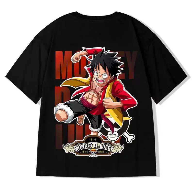 Abfer Japanese Anime Men's Oversized T-shirt Harajuku Top Hip Hop Style Luffy Zoro Manga Print Graphic T Shirts Cartoon Clothes