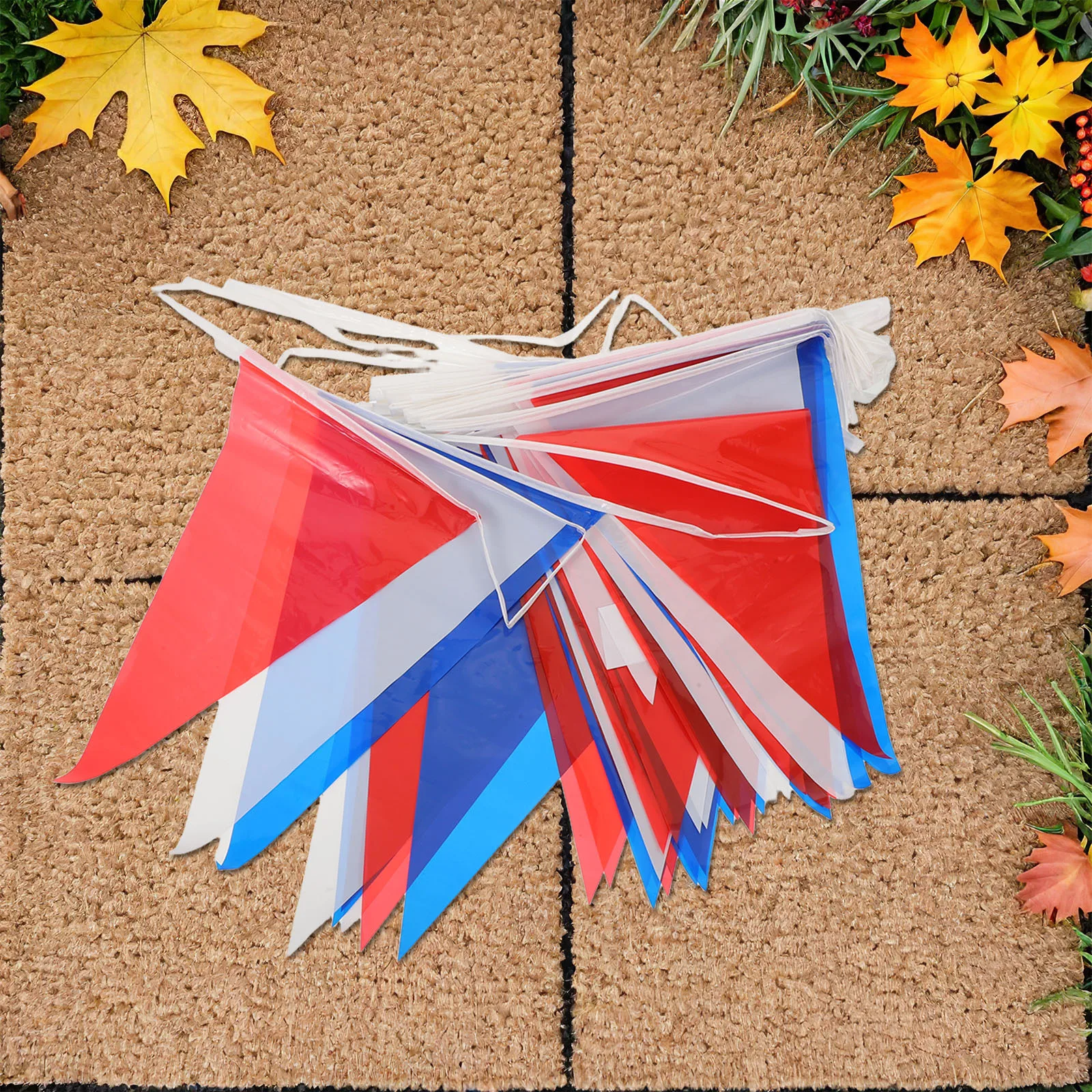

2pcs Outdoor Party Decoration Red Blue White 118Ft Triangle Pennant Banner For Independence Day Birthday Wedding Festival