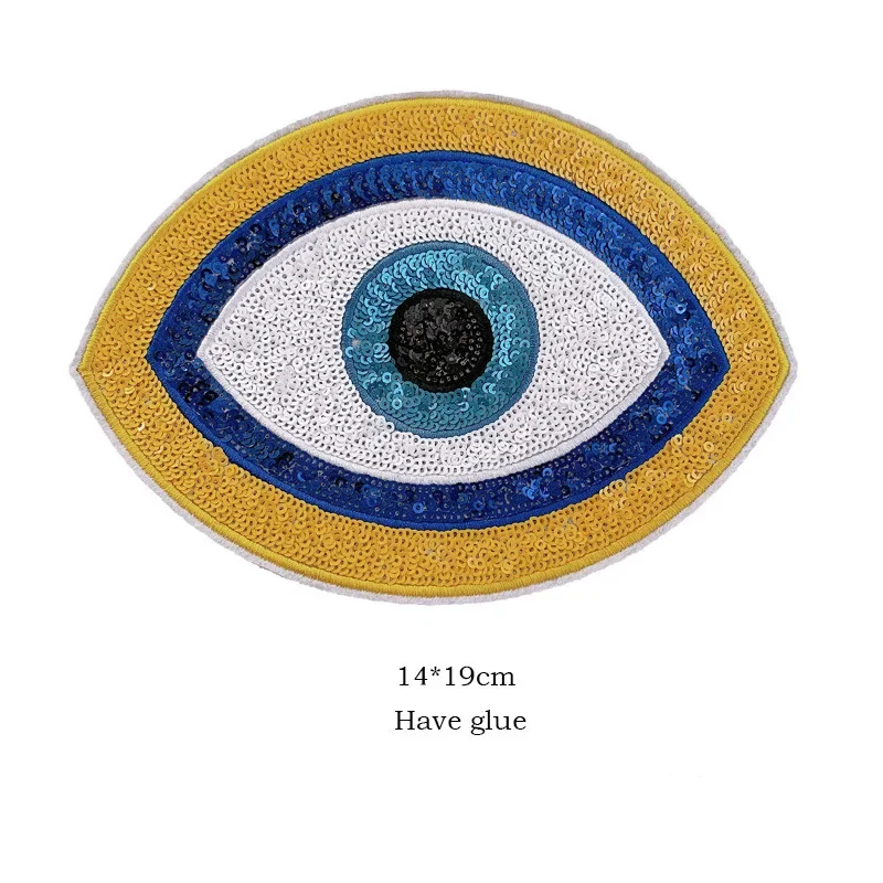 Mysterious Eye Sequined Appliques Evil Eye Symbol Iron on Badge Colored Human Eye Thermo Patch for Fashion Hoodie Sweatshirt DIY