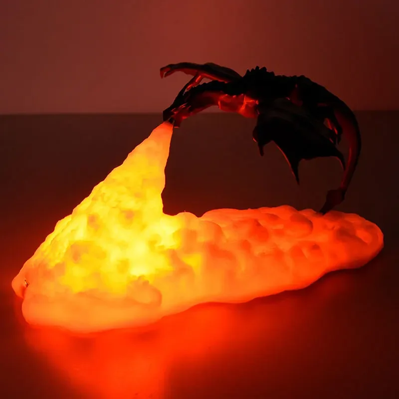3D LED Dragon Night Light, USB-Rechargeable Table Lamp, Flying Dragon-Themed Bedroom Decor, Festive Party Mood Light