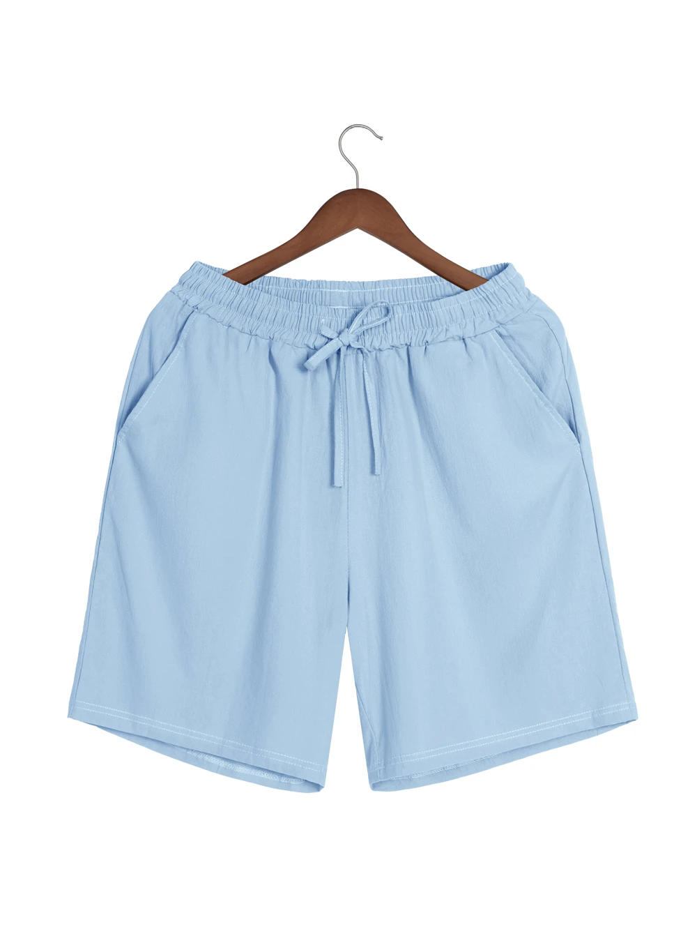 

Stylish Solid Color Loose Straight Shorts Mens Summer Beach Casual Breathable Linen Shorts Vintage Lace-up Drawstring Men Shorts