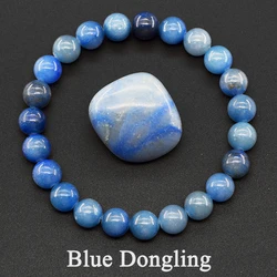Natural Aquamarins Quartzs Beads Stone Bracelet Women Men Sky Blue Stone Round Beaded Bracelet Elastic Rope Energy Jewelry Gift