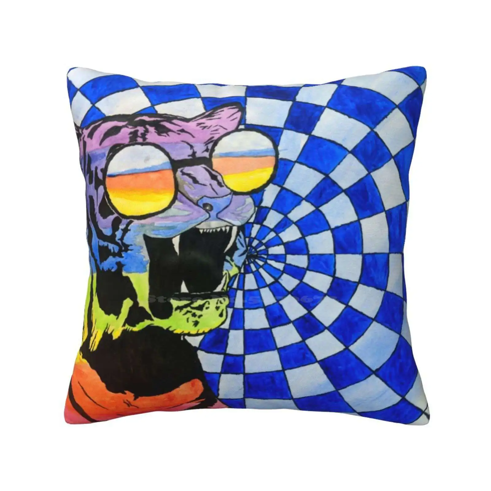 

Party Animal Home Sofa Car Waist Throw Pillowcase Colorful Rainbow Tiger Animalswithglasses