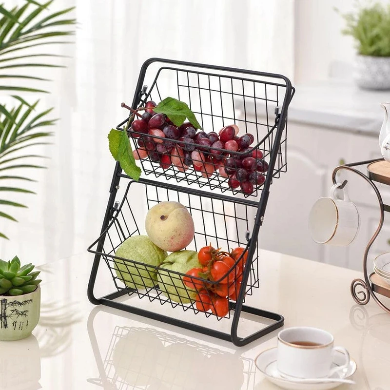 

Removable Kitchen Shelf Iron Spice Seasoning Bottle Storage Basket Vegetables Fruits Holder Desktop Standing Rack Organizer