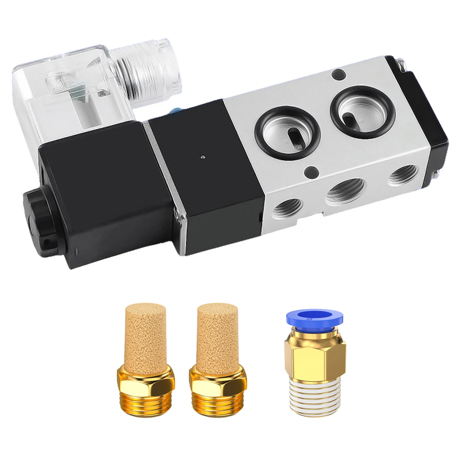 

4M210-08 Two Position Five Way Solenoid Valve DC24/220V One in Two out Control Valve for Industrial Applications