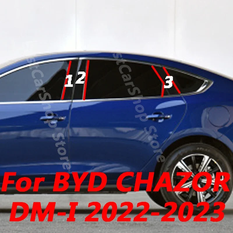 

For BYD CHAZOR DM-I 2022 2023 Car Central Middle Column PC Window Trims B C Pillar Strip Bright Sticker Accessories Cover