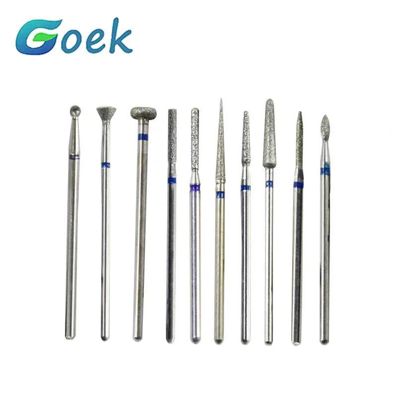 10pcs/box Dental Burs Polishing Head Sintered Diamond KITs 1.6-6.0mm Dentistry Drill Bits Lab Abrasive Material Tool Supplies