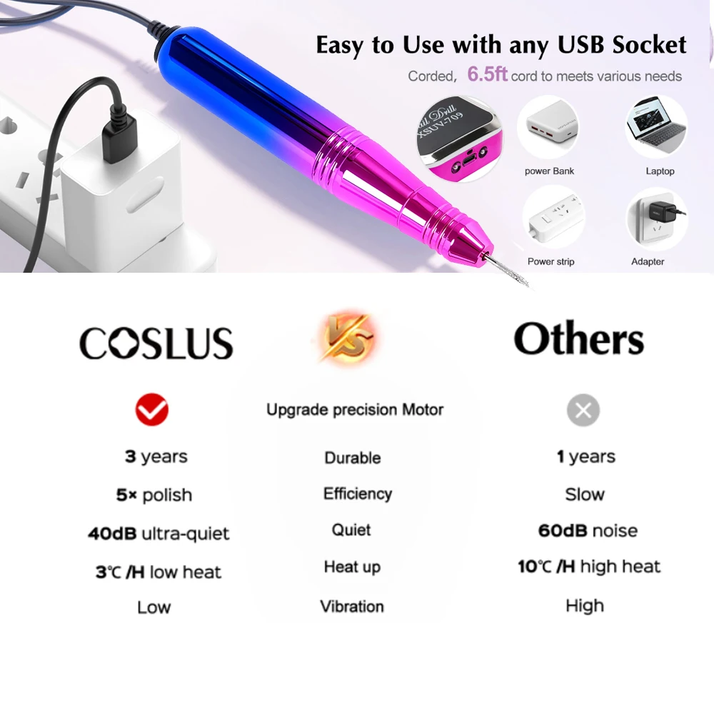 قلم إزالة طلاء الأظافر بواجهة USB للاستخدام المنزلي، أداة طحن الأظافر الميتة، ملحقات العناية بالجمال #3