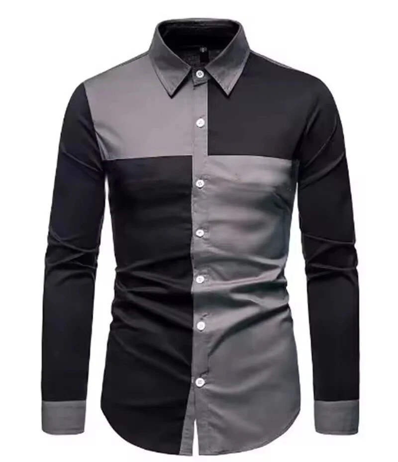 

Black White Classic Geometric Casual Plaid Striped Patchwork Shirt Button Lapel Soft Comfortable Sports Men's Tops Plus Size