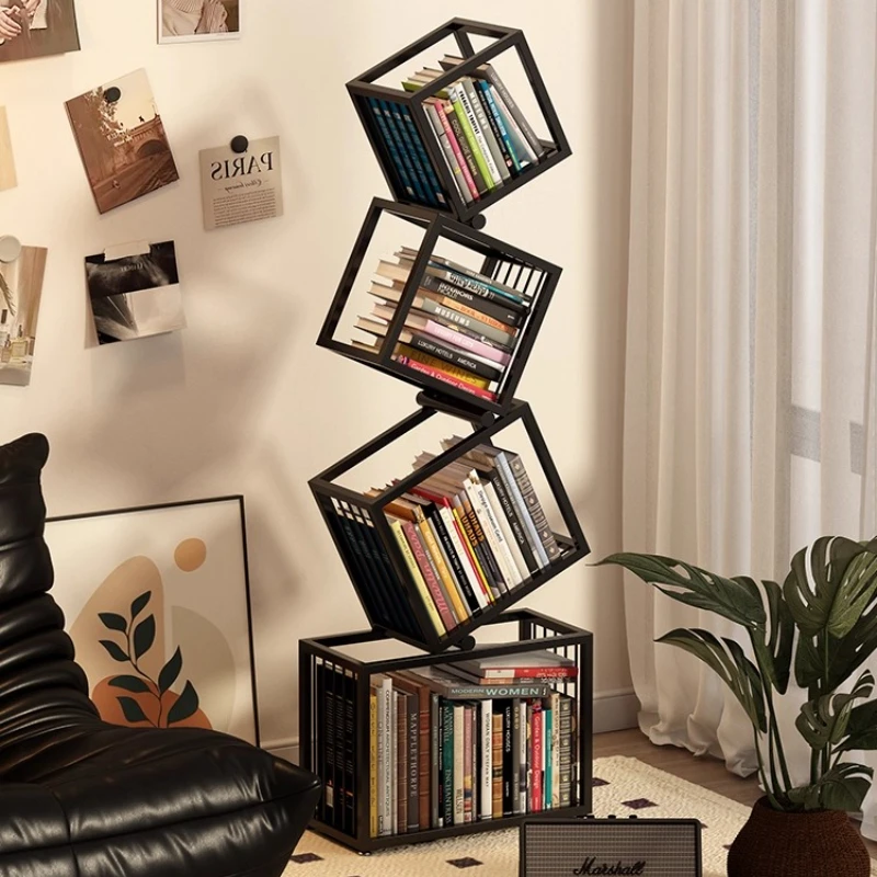 

Simple Iron Corner Bookshelf, Creative INS-Style Display Rack, Multi-Layer Floor Organizer, Living Room Large Capacity Storage