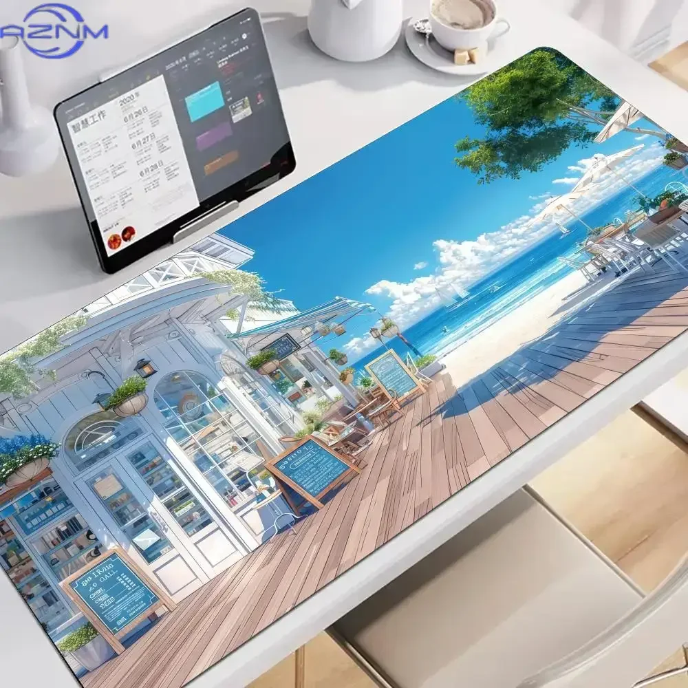 Seaside Convenience Store Mouse Pad Large Gaming Desk Accessory Aesthetic Non-slip Laptop Tablet Mat Mini PC Art pads Playmat