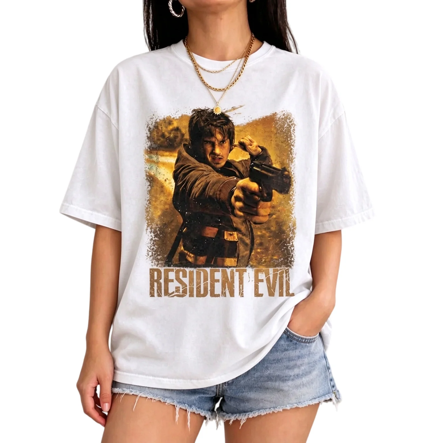 2026 Resident Evil Bryan movie graphic T-Shirt 100%cotton Men's and Women's Oversized fan gifts Short Sleeve Graphic Loose Tops