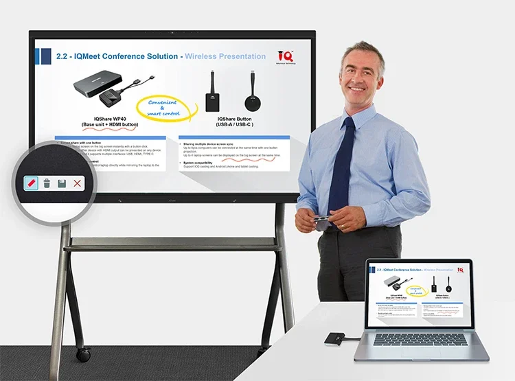 Dispositivo de observação de tela wi-fi, transmissor e receptor hdm sem fio, sistema de apresentação sem fio para apresentações