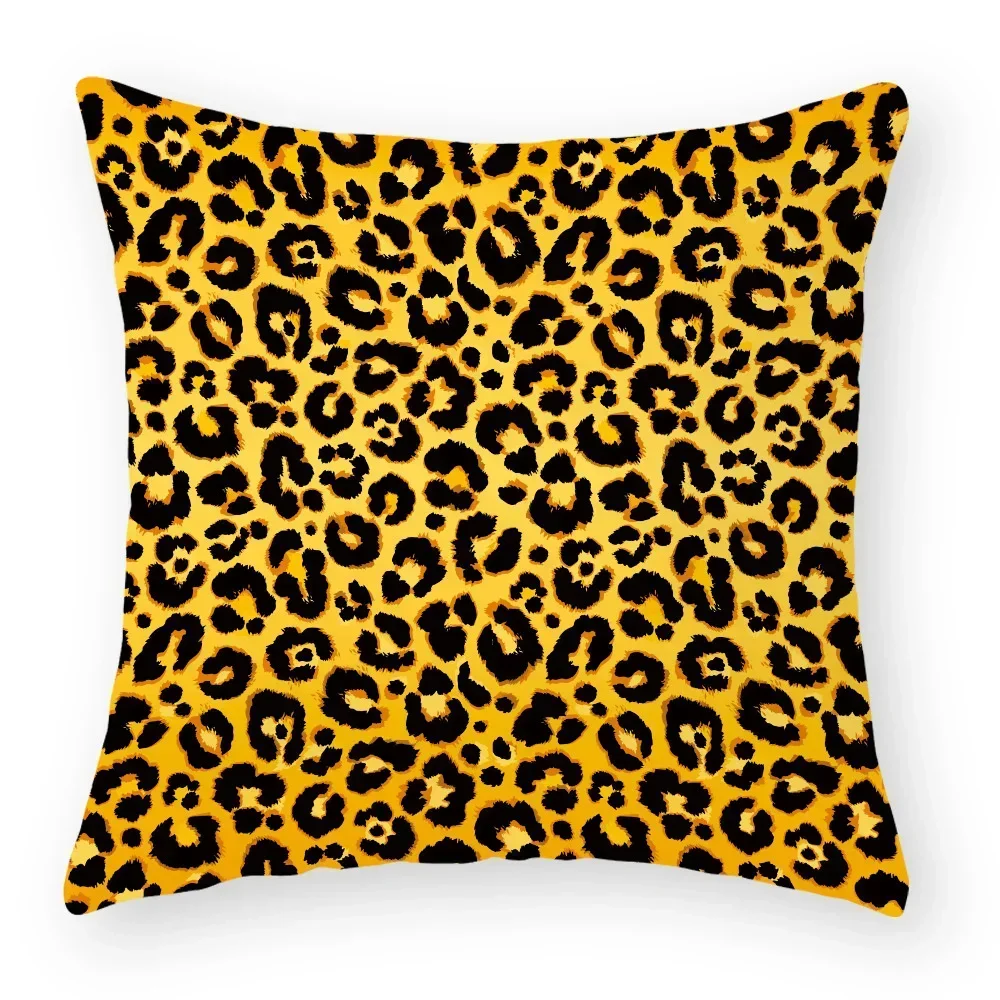 Kissenbezug Heimdekoration Wohnzimmer Sofa Sitz Farbenfroher Leopardenmuster Polyester Kissen – Detail 4