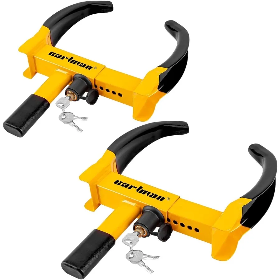 

2 Packs Heavy Duty Trailer Lock Wheel Clamp Yellow Black Universal Security Tire Lock with Adjustable Design for Enhanced AntiT