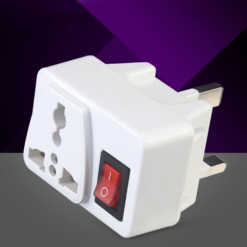 UK Universal Adapter Wall Socket Portable Extension Outlet Converter Plug Socket with On / Off Red Light Power