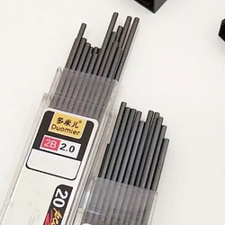 20pcs/Box 2.0mm Graphite Lead Mechanical Pencil 2B Thick Core Replacement Core Art Drawing Accessories Sketch Stationery Supply