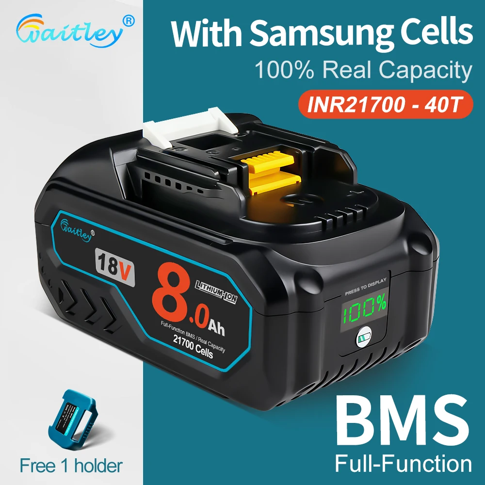 Potente batería Waitley para herramienta eléctrica Makita de 18V con celdas Samsung INR 21700, baterías recargables, accesorios de repuesto