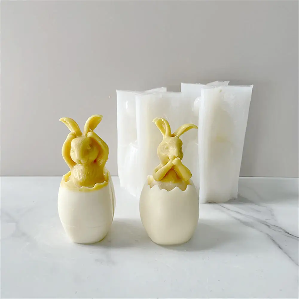 New Easter 3D Cute Rabbit Cartoon DIY Candle Mold Gypsum Mold Production Supplies Easy To Fall Off  High Temperature Resistance