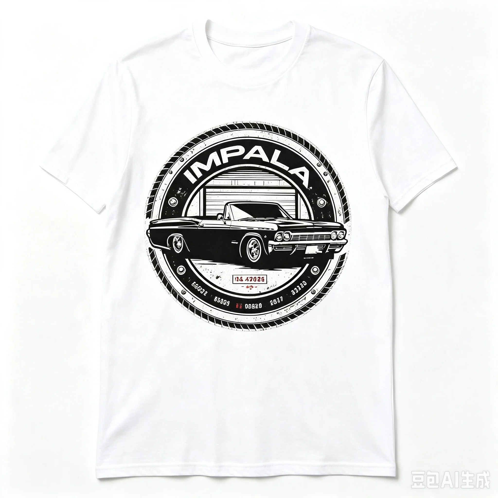 Men Vintage Car T‑Shirt Impala Classic Muscle Car Retro Badge Graphic Casual Short Sleeve Top