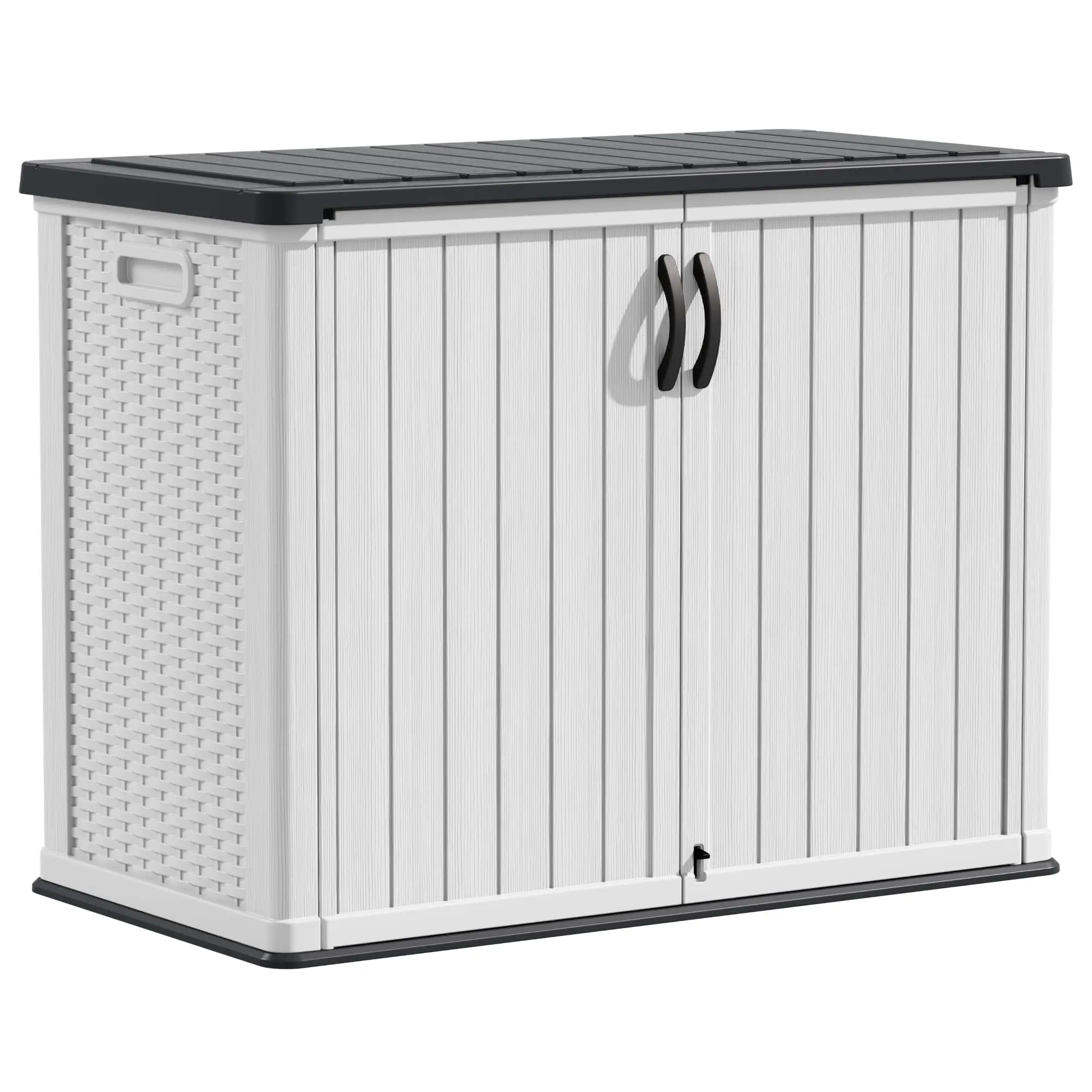 Outdoor Storage Cabinet 26 Cu Ft with Lockable Doors, Horizontal Storage Shed Waterproof Patio Tools Storage Box for