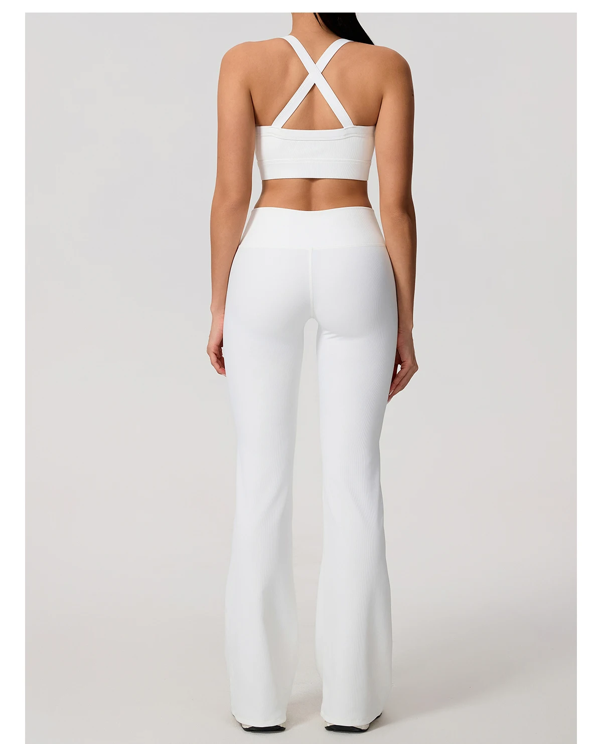 Sommer Damen Geripptes Gym Schnelltrocknendes Zweiteiler-Set Nahtloses Sport-Yoga-Set für Frauen Outdoor 2-teiliges Po-Lifting Sportoutfit – Detail 25