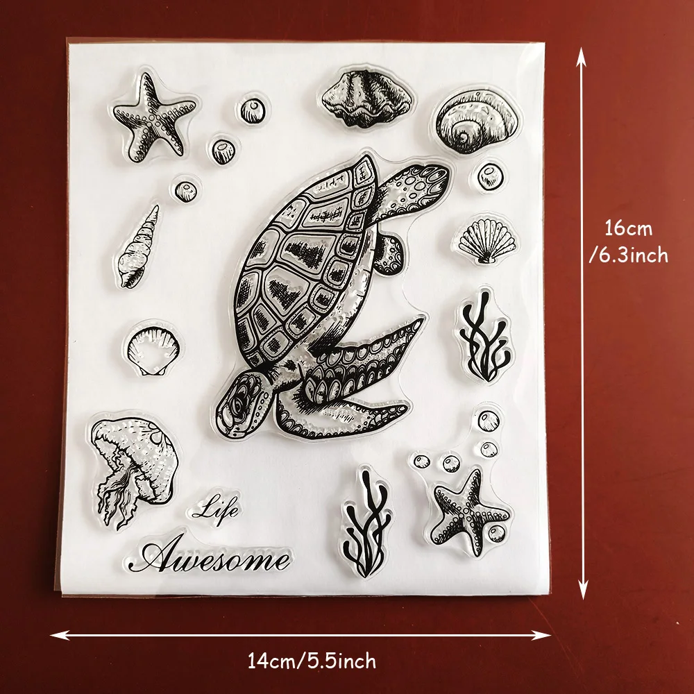 

Underwater World/Turtle/Tropical FishElements Clear Stamps Seals for DIY Scrapbooking, Card Making and Album Decoration Crafts