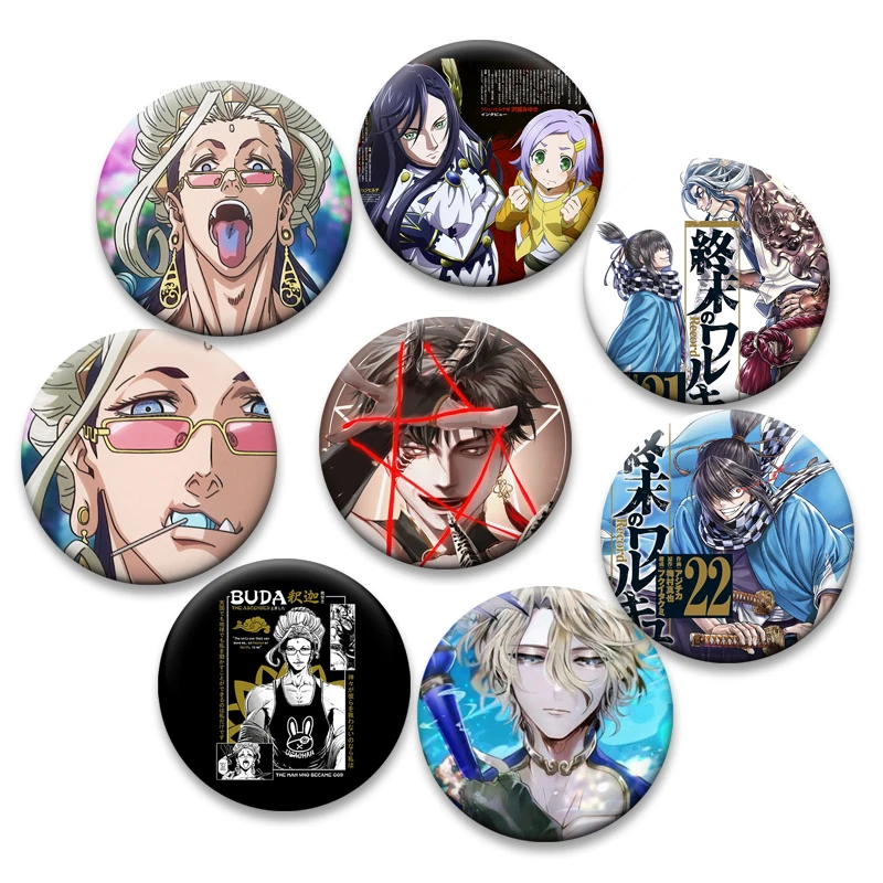 

Record of Ragnarok Tinplate Pins Round Cartoon Snap-in Brooches for Backpack Accessories Anime Collection Badge Hat Decoration