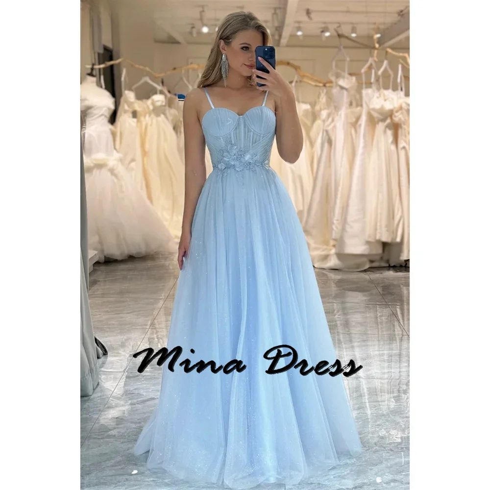 

Mina Customized Sleeveless Elegant Woman Ceremony Dresses 2024 Flowers Bridesmaid Dress Woman Backless Sequins Noodle Strips