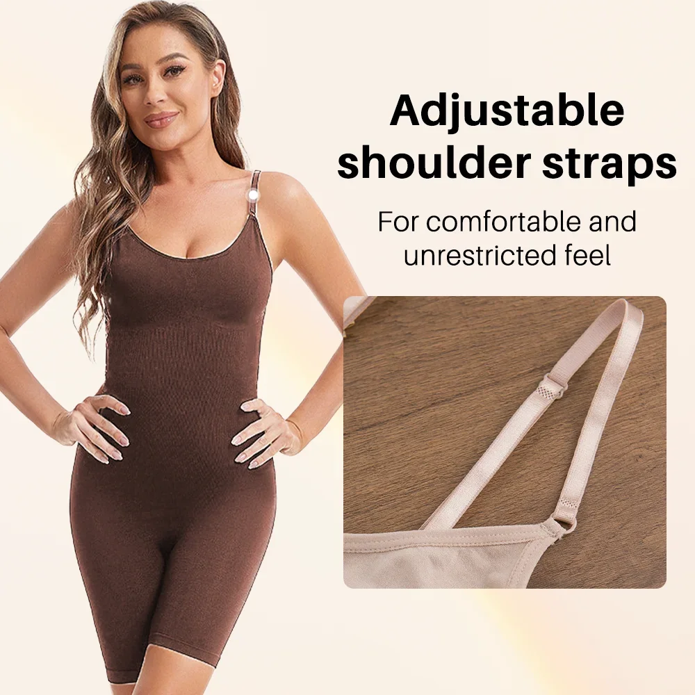 ALLBASE Bodysuits Full Coverage Shapewear Thigh Slim Body Suit Low Back Body Shaper Backless Jumpsuit Seamless Shapers Slimmer