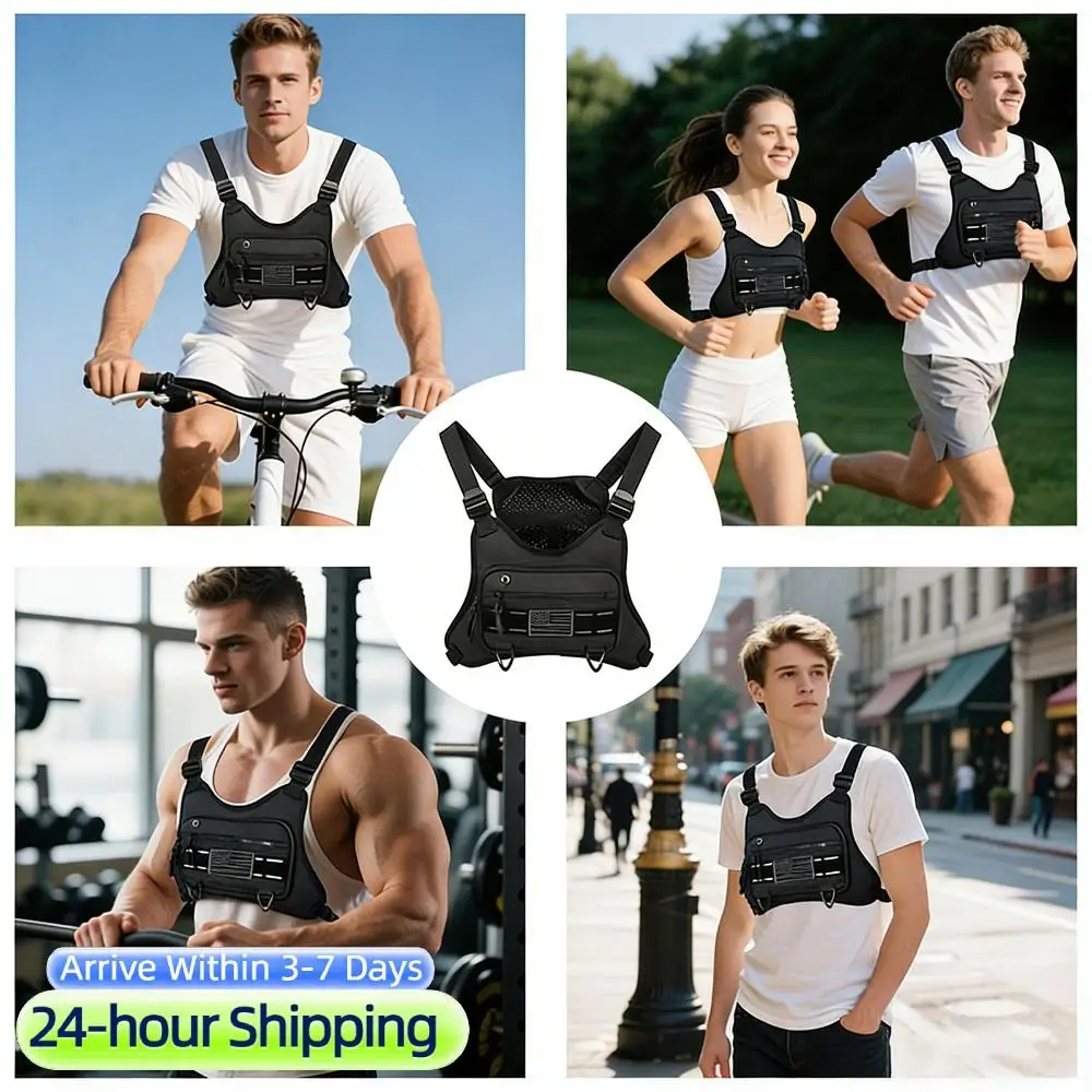 

Нагрудная сумка-жилетка с регулируемым ремнем, противоугонная, многофункциональная, для тренировок, велоспорта, пеших прогулок, мотоциклетных аксессуаров
