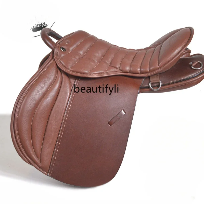 Full Cowhide British Saddle Multi-Functional Comprehensive Endurance Saddle with Full Set of Accessories Horse Harness