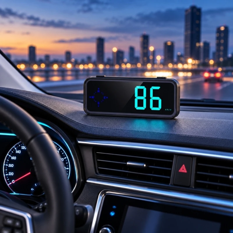 Satellite Speedometer and Direction Display with USB Power KMH or Readout 7 Hues and Two Top-Mounted Controls