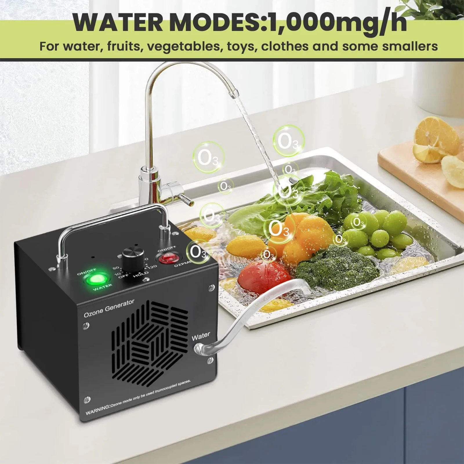 2in1 Ozone Generator 30/60g/h O₃ Output Air & Water Purification Modes Commercial Industrial Ozone Machine Ionizer Deodorizer