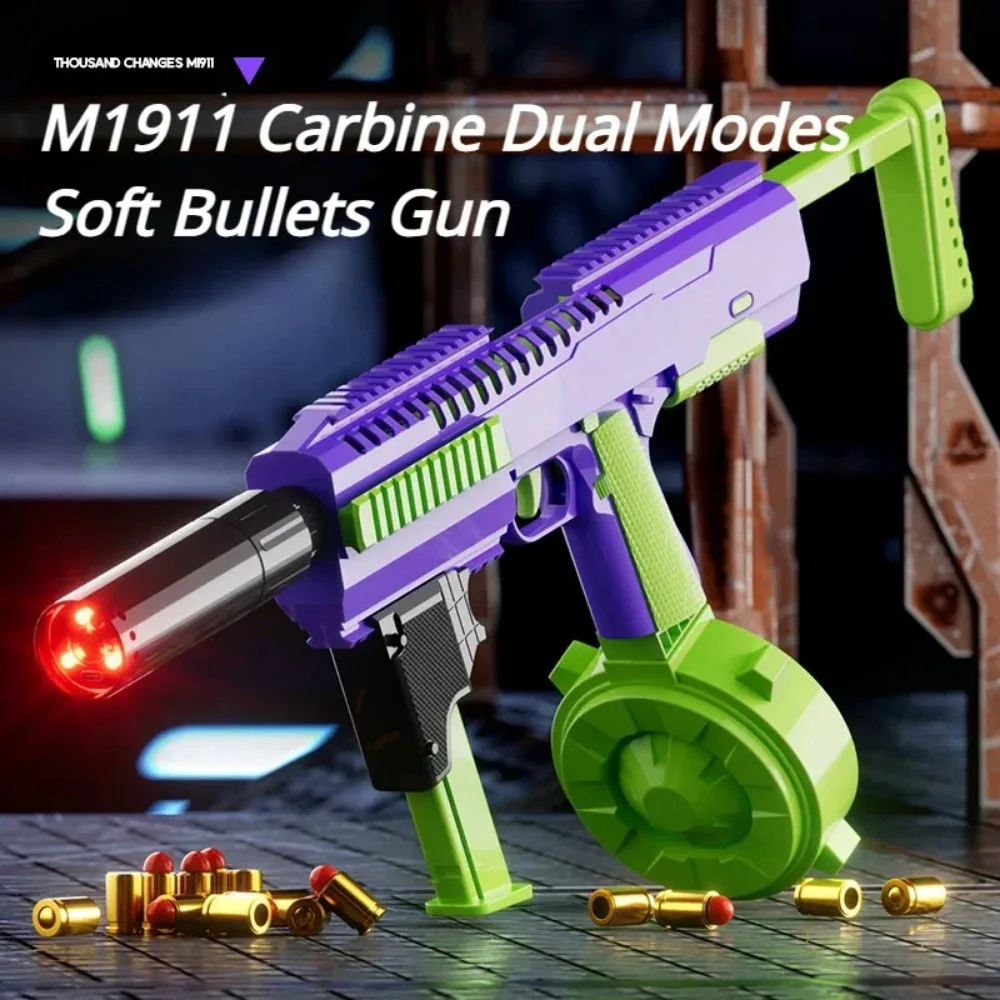 M1911 Karabijn Zachte Kogels Dual Mode Geweren Automatische Shell Uitwerpen Continu Afvuren Speelgoedgeweren Lege Opknoping Kerstcadeau