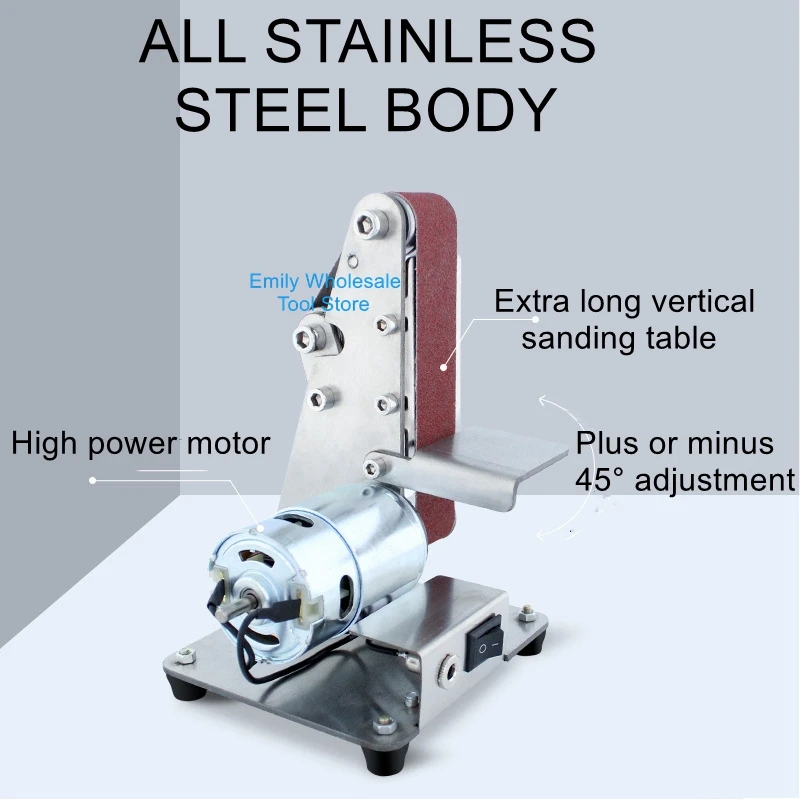 Desktop mini electric belt sander DIY polishing machine sanding machine fixed angle open edge machine