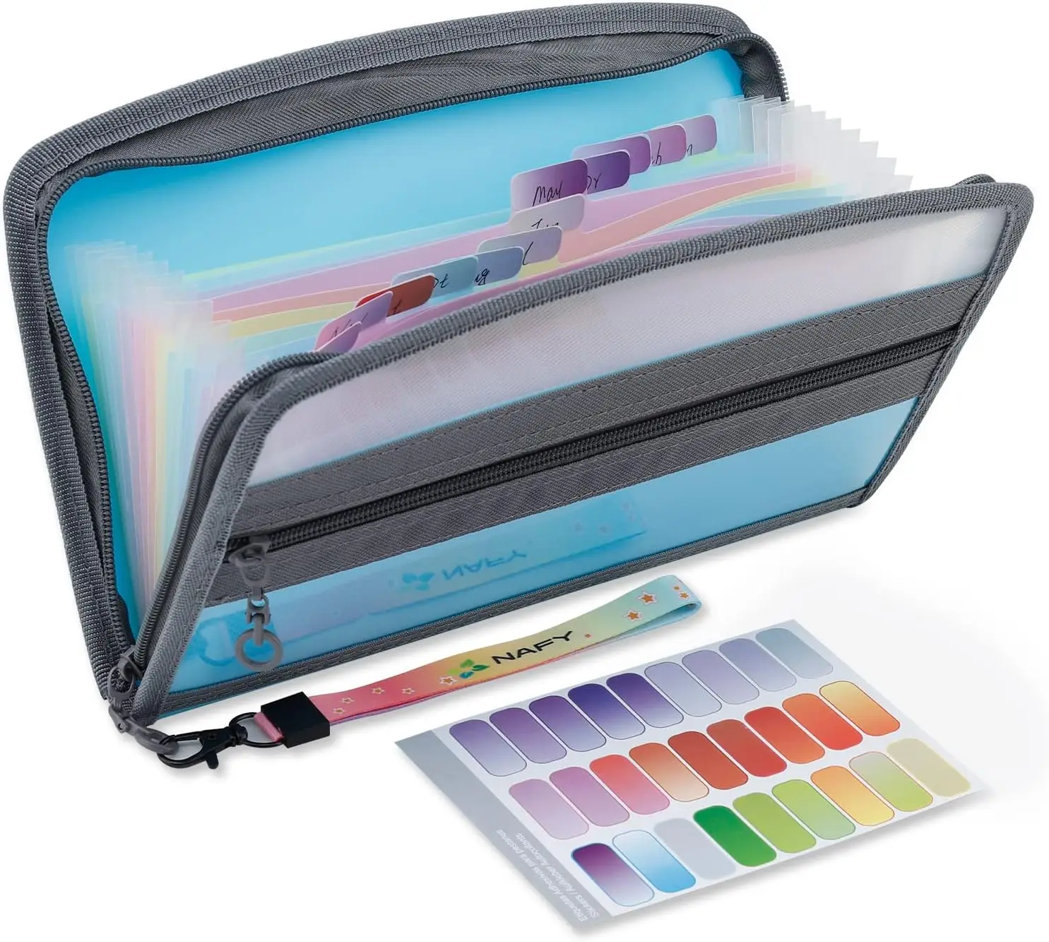 

A5 Accordion File Organizer, 13 Pockets Zippered Expanding Folder for Receipts, Coupons, Bills, Cash, Blue