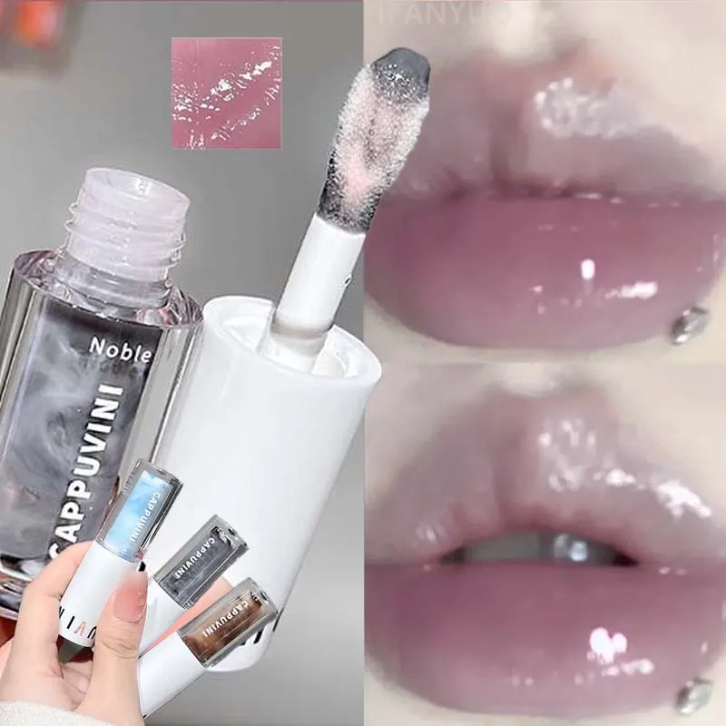Gloss à lèvres transparent gris-violet changeant de couleur, effet miroir, teinte cristalline, repulpeur, huile hydratante pour les lèvres, maquillage