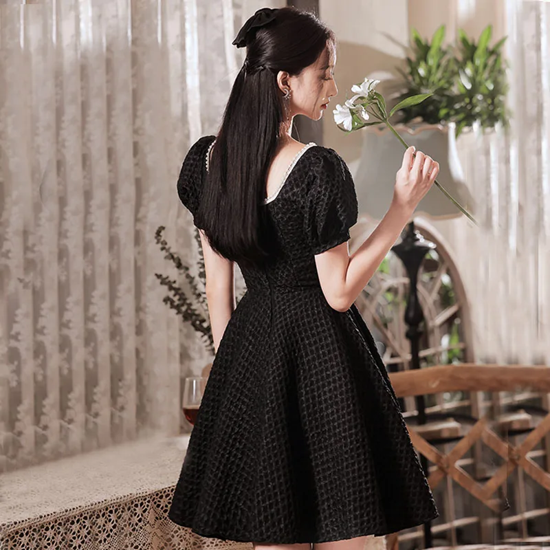 DongCMY Black Cocktail Dress Dress Light Luxury Niche High-end Banquet Temperament Short Party Dress