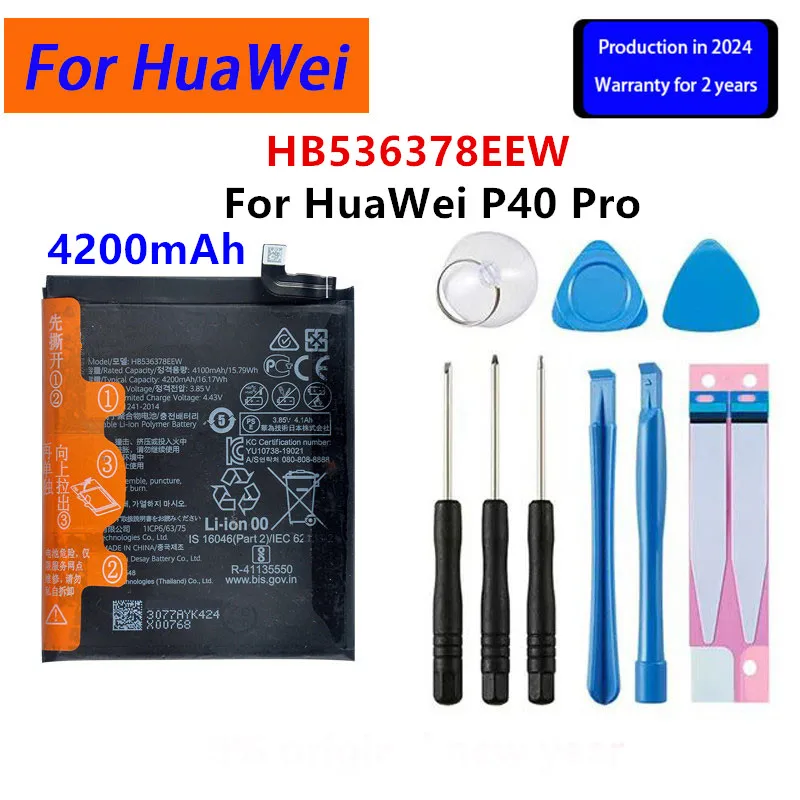 100% Orginal  HB536378EEW 4200mAh Phone Battery For HUAWEI P40 Pro P40Pro Replacement Batteries+Tools