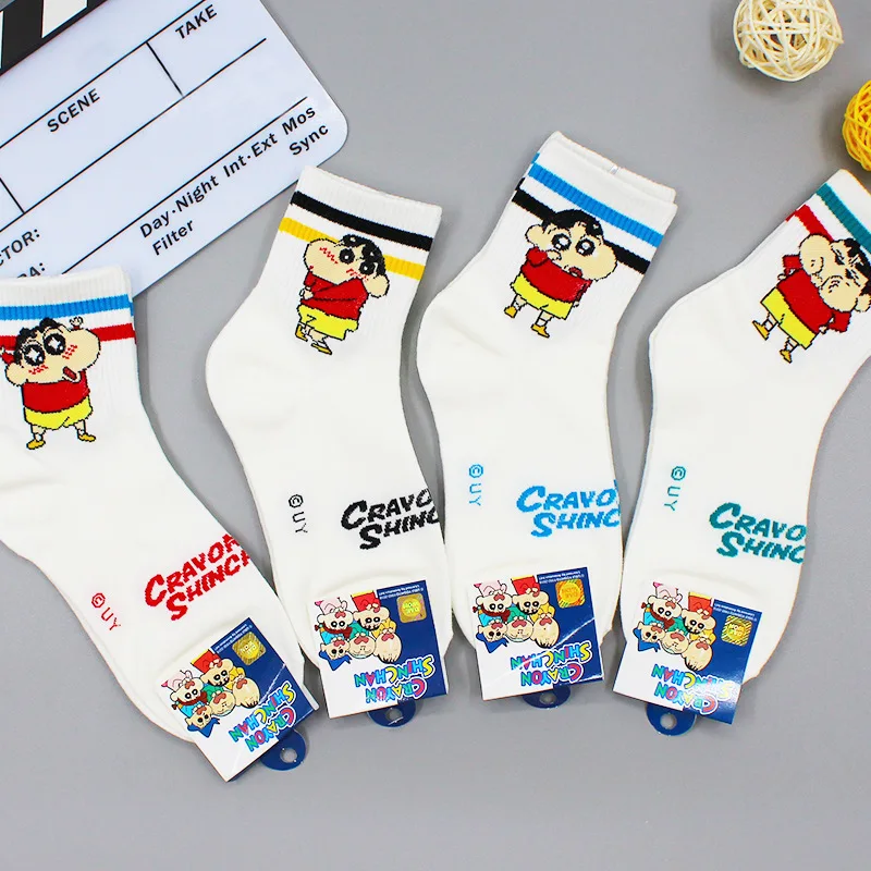 Anime Kawali Crayon Shin-Chan Cotton Socks Mid-Calf Leisure Soft Comfortable Cute Cartoon Friend Gift Birthday Gift For Girls