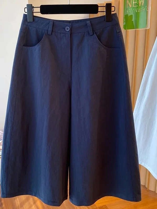 Pantalones Casuales de Cintura Alta, Corte Recto y Pierna Ancha para Mujer, Verano, Mezcla de Algodón y Lino, Talla Grande, Ajuste Holgado y Delgado