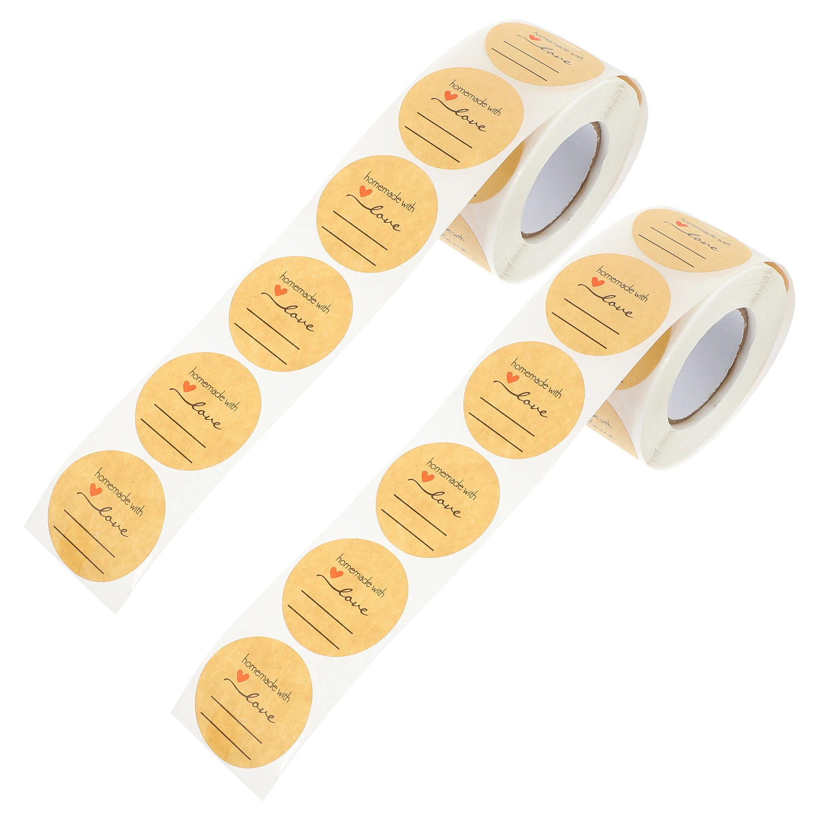 

2 Rolls Baking Labels Round Kraft Paper Stickers Self Adhesive Sealing Jars Canning Packaging Decoration Homemade Goods