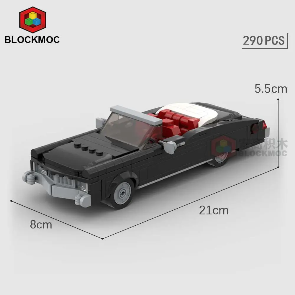 MOC 브릭 캐딜레이스 엘도라도 레이싱 스포츠카, 스피드 챔피언 레이서 빌딩 블록, 남아용 빈티지 자동차 로드스터 장난감