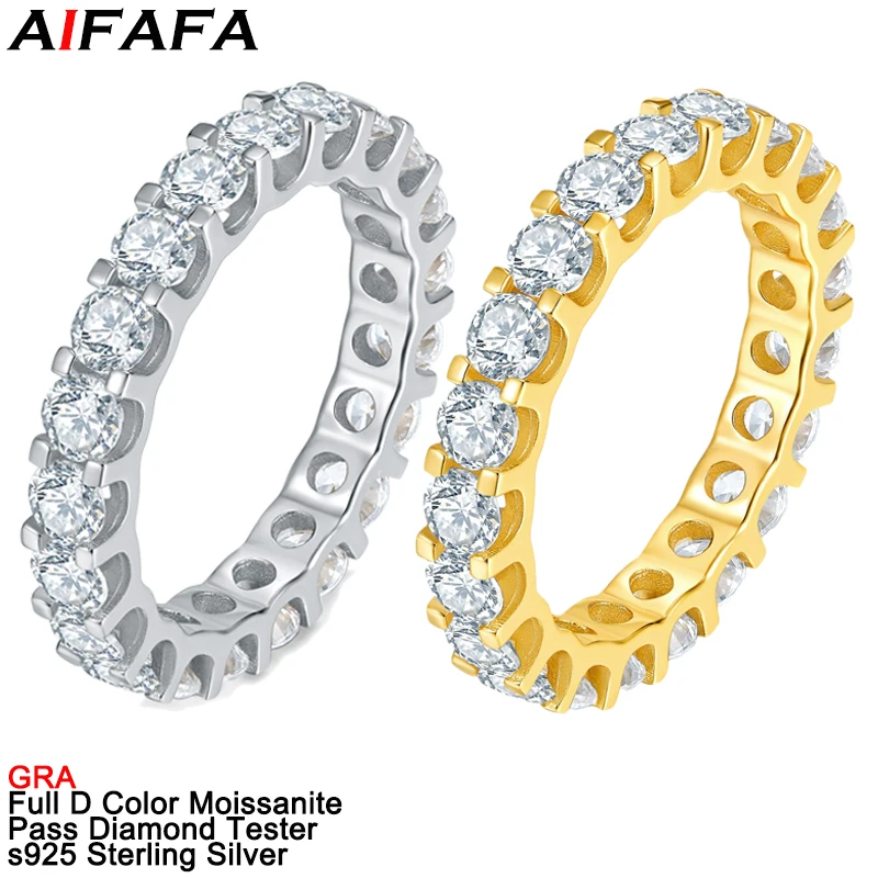 

3.5mm Full D Color VVS1 Moissanite Diamond Rings for Men Women s925 Silver Moissanita Plate 18k Row Couple Ring Fine Jewelry GRA