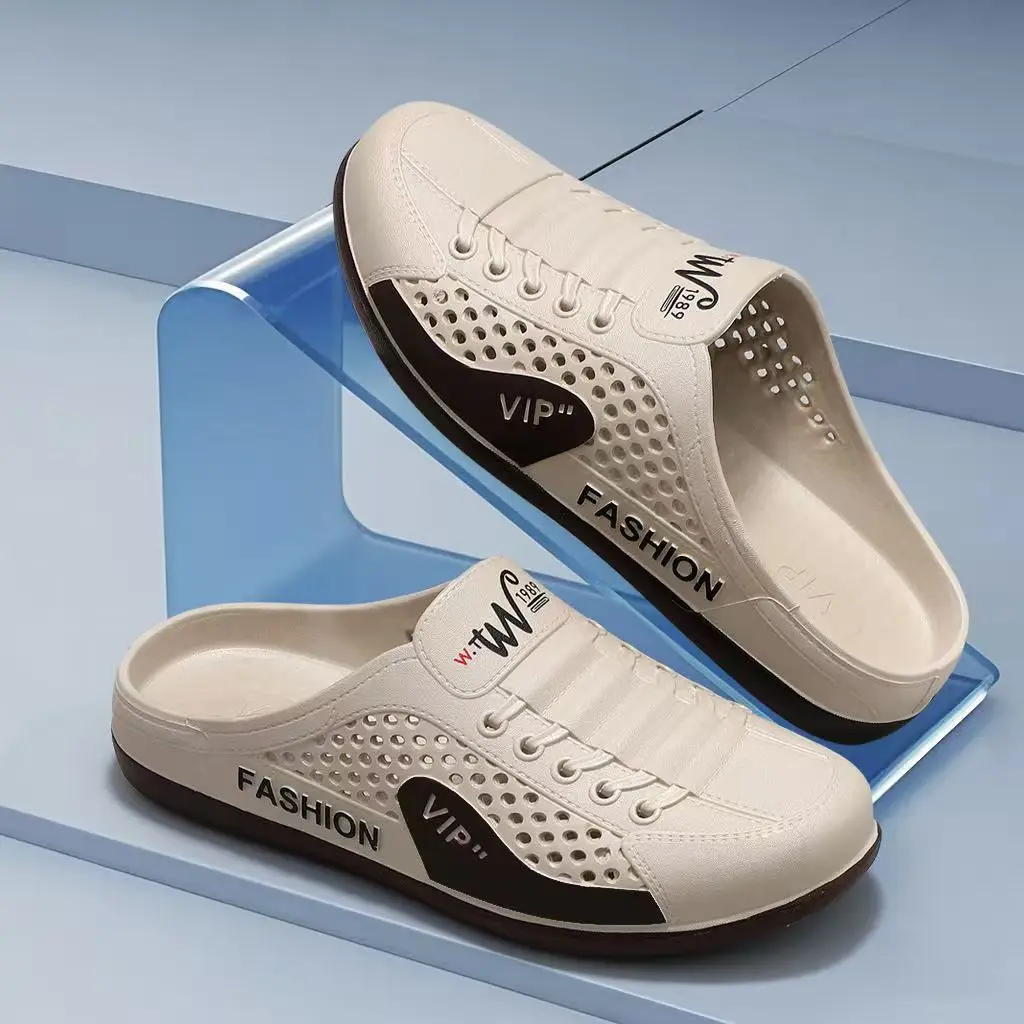 

Мужские открытые пляжные тапочки Baotou, сандалии с литьем под давлением, легкие нескользящие домашние тапочки для влюбленных, ленивые полутапочки