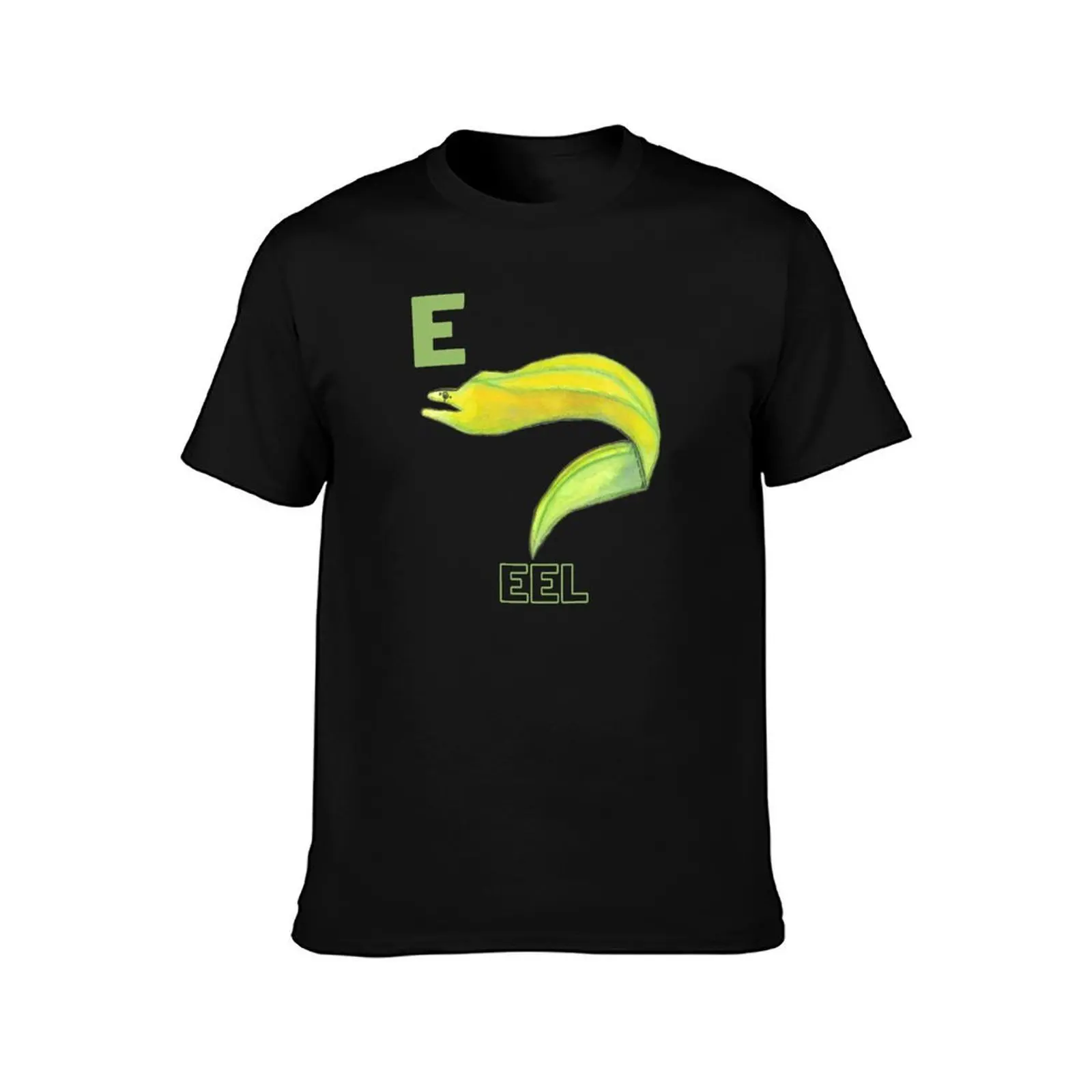 Eel Starts with E Ocean Animals Alphabet Letter E T-Shirt, Summer Casual Cotton Tee, Oversized Streetwear Tops, Unisex Men Women
