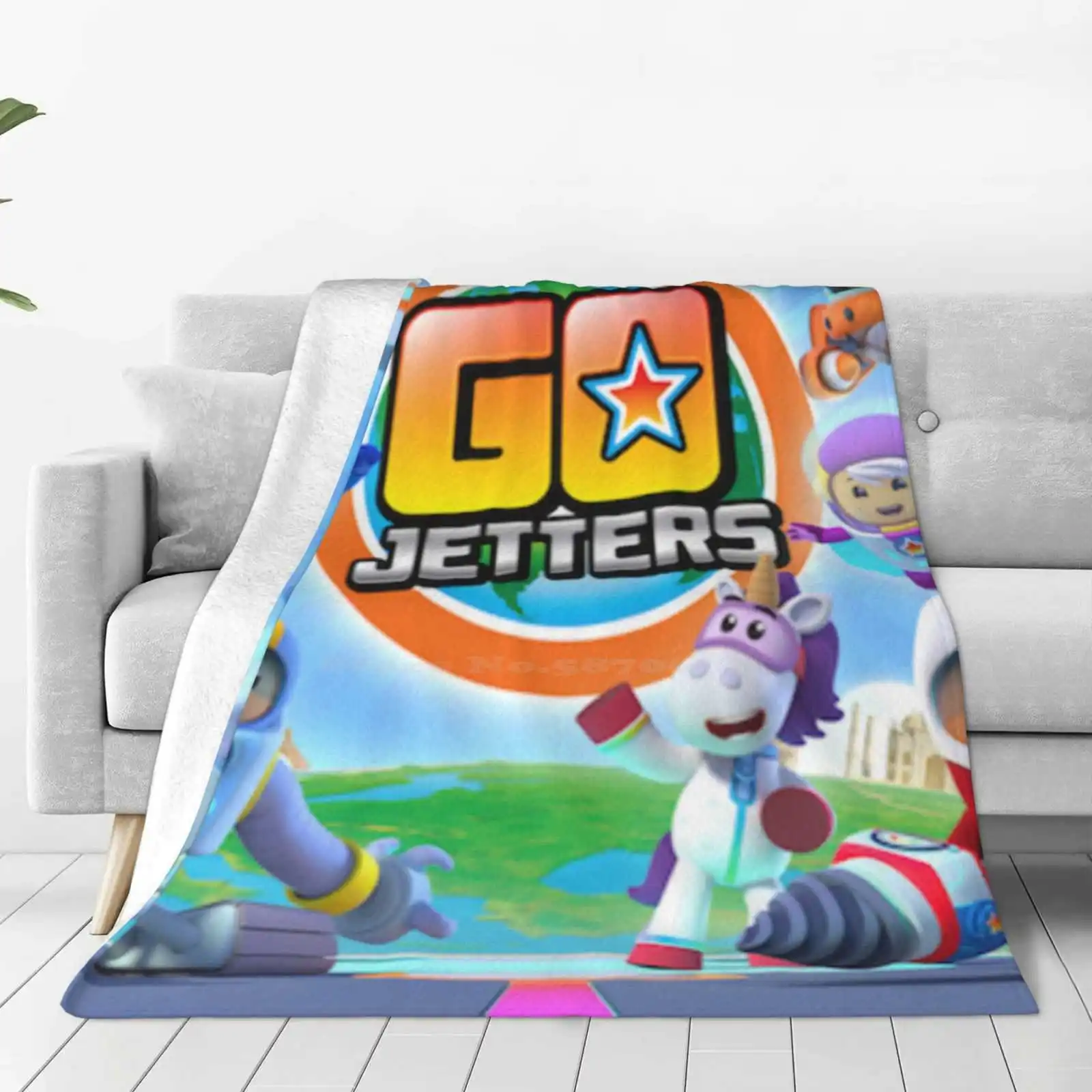 Go Jetters Design Blanket Soft Warm Travel Portable Blanket Go Jetters Xuli Foz Kyan Lars Cbeebies Kids Childrens Teens Adults