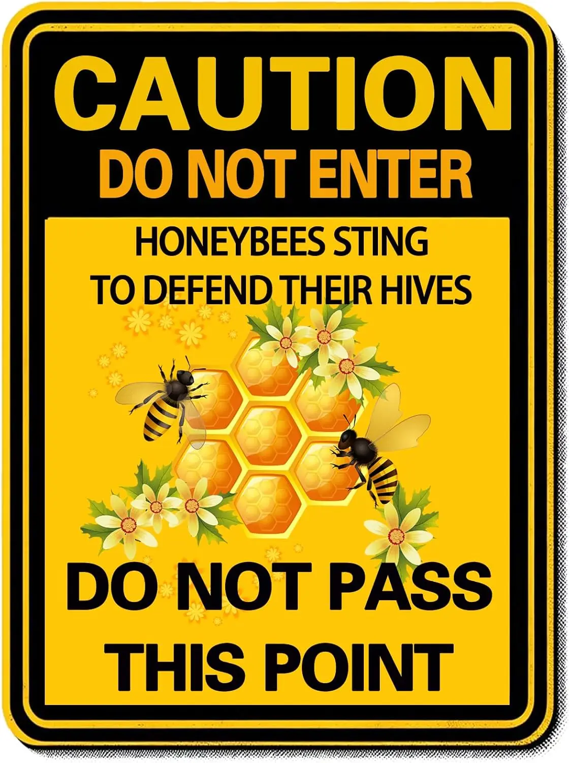 Caution Bee Metal Sign,No Trespassing Signs,Caution Danger Do Not Enter Honeybees Man Cave Decor,Warning Sign,Bee Farm Tin Sign