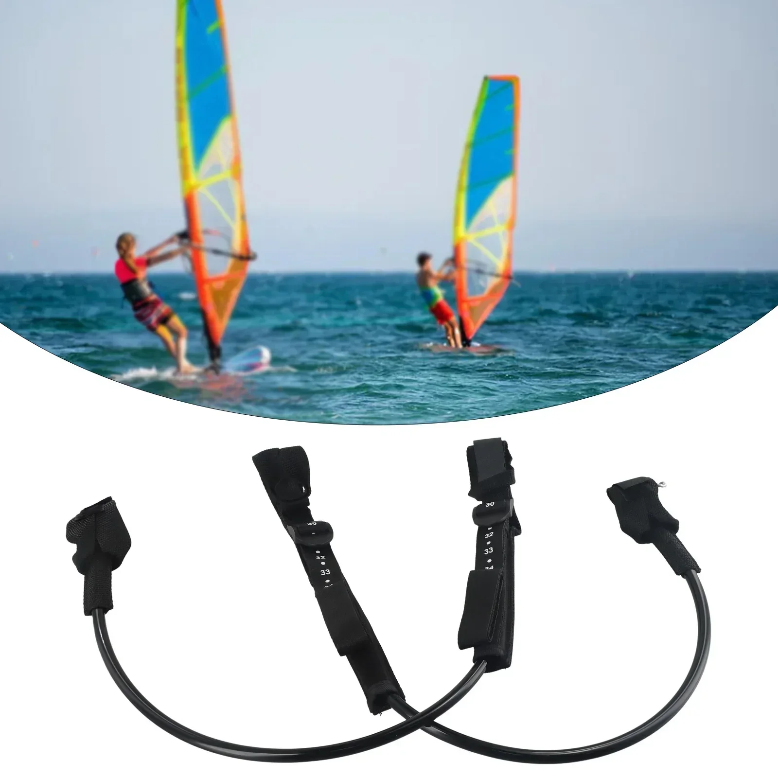 2pcs Boat Windsurfing Harness Line Adjustable Range 22-28/28-34 Inches Black PU Boat Accessories Diving Protective Parts